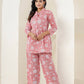 Kaajh Women's Pink Printed Cotton Co-ord Set - Swadesiicart