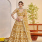 Aastha Fashion Light Golden Butterfly Net White Cotton Thread Work And Sequence Work Embroidery Wedding Wear Lehenga Choli