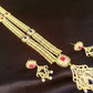 Blue & Pink AD Bridal Long Necklace Set