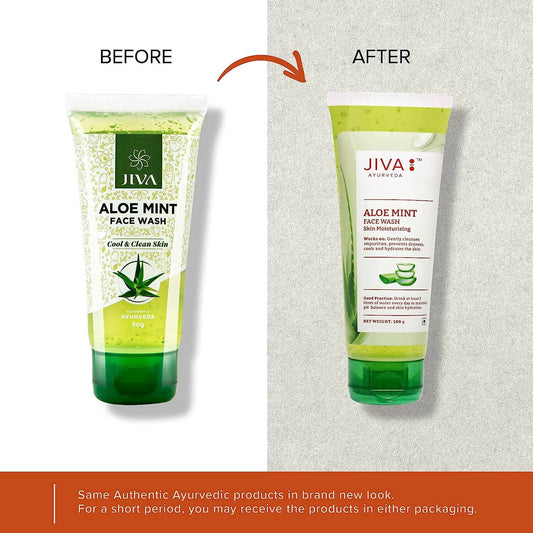 Jiva Ayurveda Aloe Mint Facewash | Cooling Ayurvedic Face Wash for Fresh, Clear & Hydrated Skin - Swadesiicart