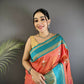 Joban Fashion Peach Banarasi Soft Silk Woven Saree | Swadesiicart