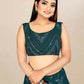 Jyoti Fashion Classy Bottle Green Georgette 3MM Sequins with Thread Embroidery Lehenga Choli with Dupatta | Swadesiicart