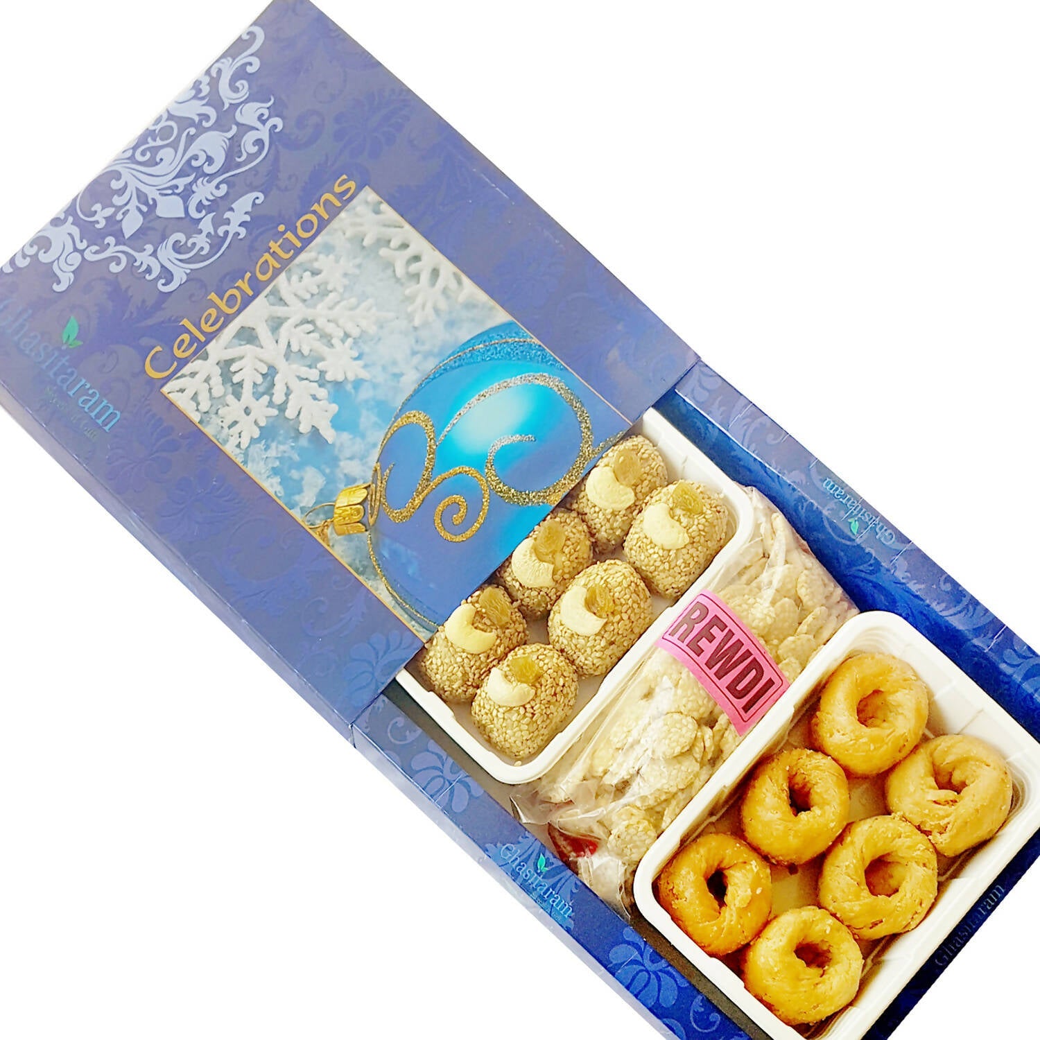 Ghasitaram Sankranti /Lohri Gifts Sweets-Til Laddoo, Revadi And Khajoor Hamper | Swadesiicart