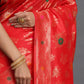 Astita Banarasi Silk Red Saree | Swadesiicart