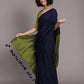 Suta Blue Green Colourblocked Cotton Blend Saree | Swadesiicart