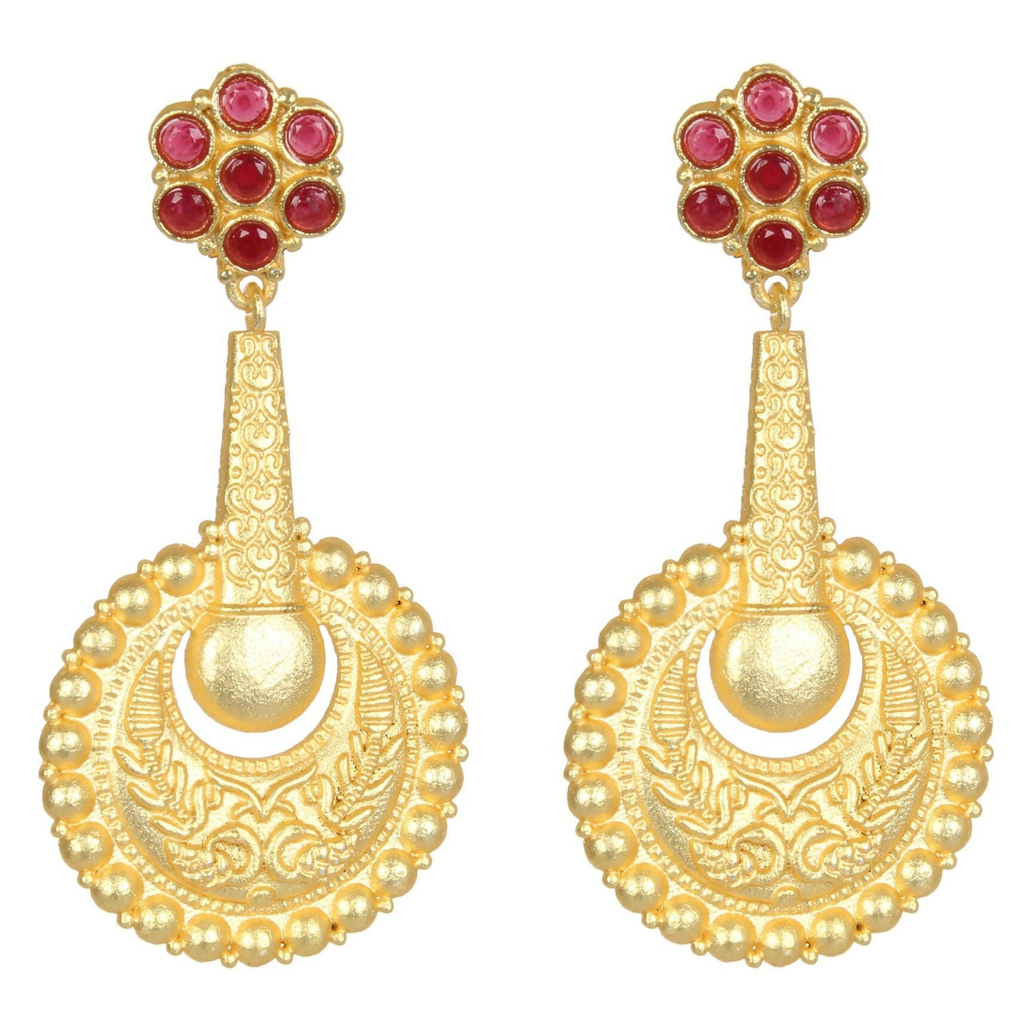 Joban Fashion Women Matte Gold Brass Earrings | Swadesiicart
