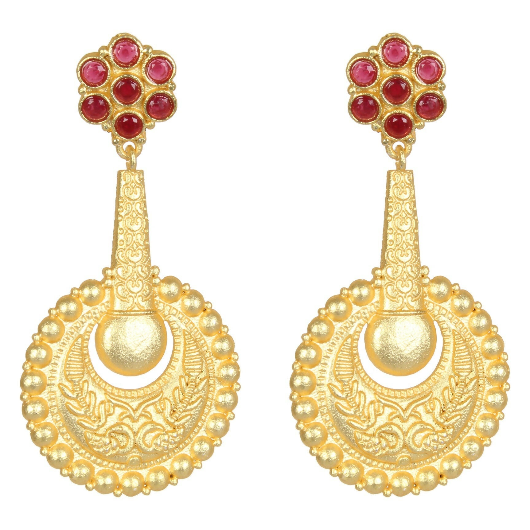 Joban Fashion Women Matte Gold Brass Earrings | Swadesiicart