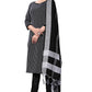 Black Cotton Jacquard Woven Unstitched Dress Material - Amara
