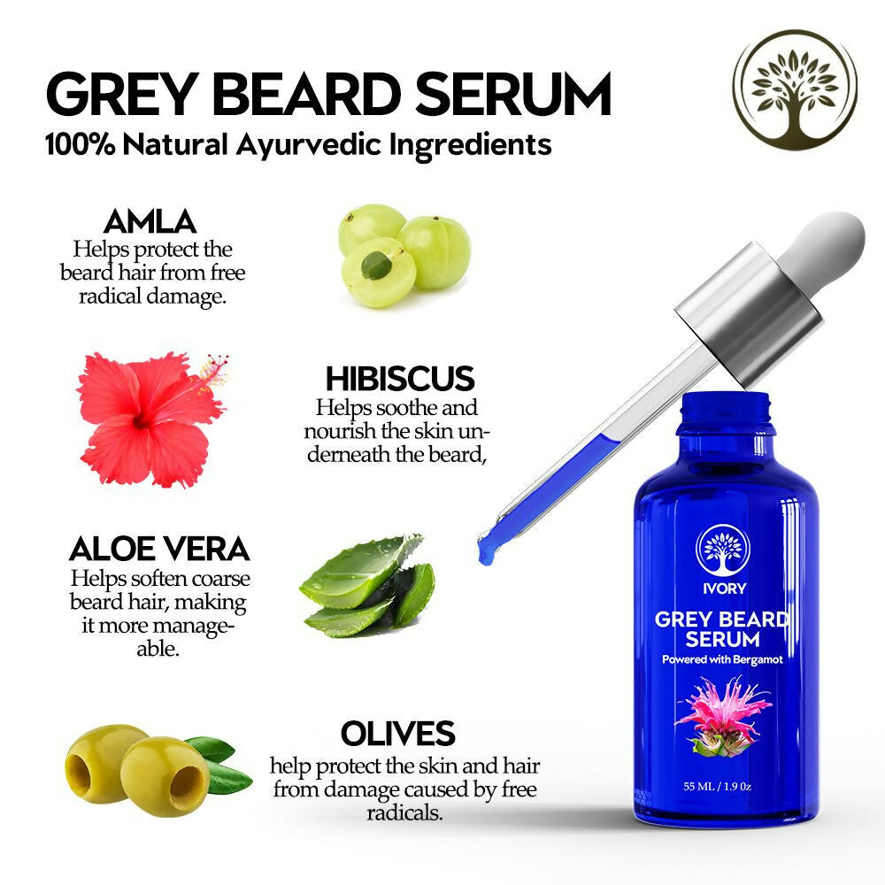 Ivory Natural Greys Beard Serum Restore Natural Black Color Of Grey White Beard | Swadesiicart