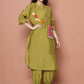Women Republic Green Art Silk Embroidered Kurta with Afghani Salwar | Swadesiicart