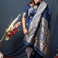 Jyoti Fashion Women's Navy Blue Paithani Silk Zari Woven Saree with Blouse | Swadesiicart