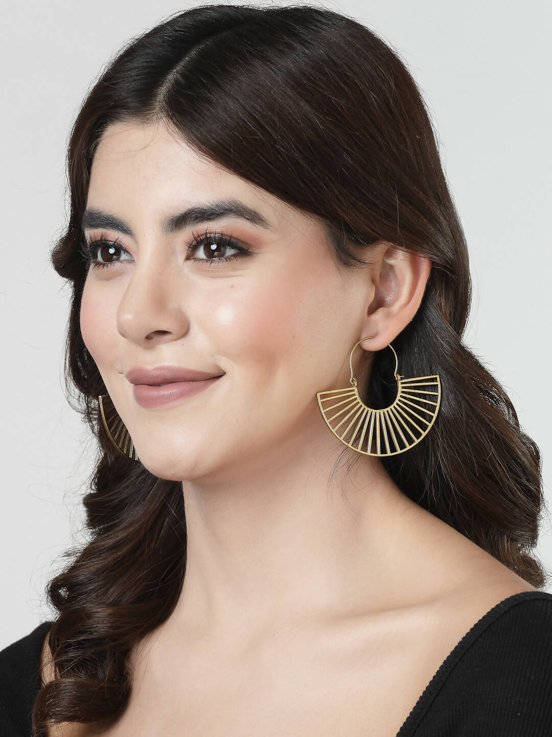 NVR Women Golden Hoop Earrings - Swadesiicart