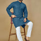 Anaita Teal Embroidered Rayon Straight Kurta