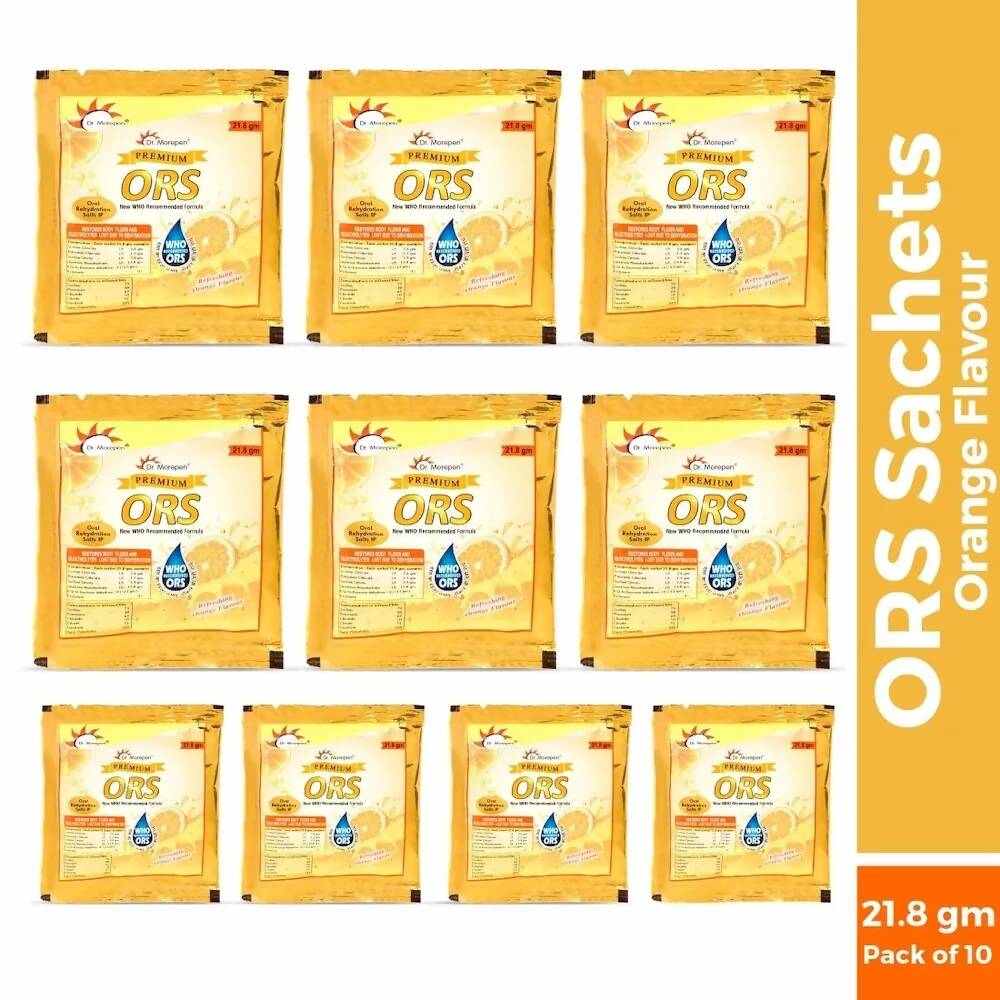 Dr. Morepen ORS Powder Sachets, Liquid Hydration Drink - Orange Flavour - Dr Morepen