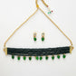 NVR Women's Green Artificial Beads Layered Necklace with Drop Earring - Swadesiicart