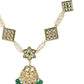 Gold-Polished White Green Kundan-Studded Pearl Beaded Matha Patti - Ruby Raang | Swadesiicart
