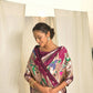 Vishnu Weaves Women's Wine Paithani Silk Zari Woven Saree with Unstitched Blouse - Swadesiicart