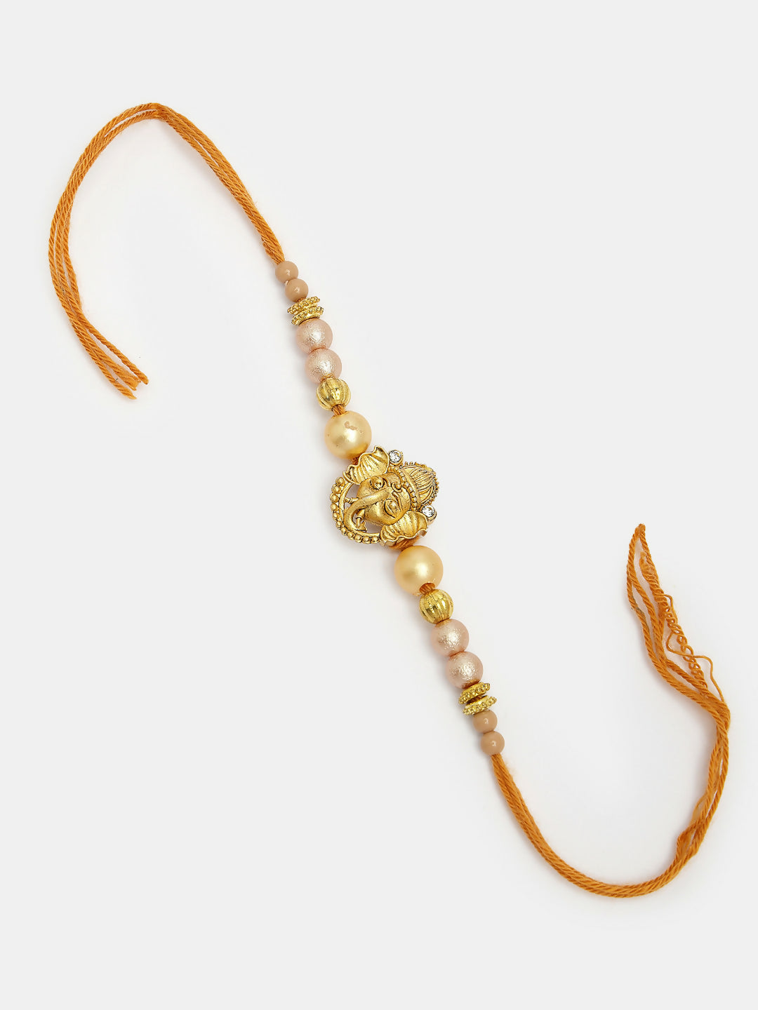 NVR Men Set of 4 Multicolor Stone-Studded Ganesh Rakhi With Roli Chawal | Swadesiicart