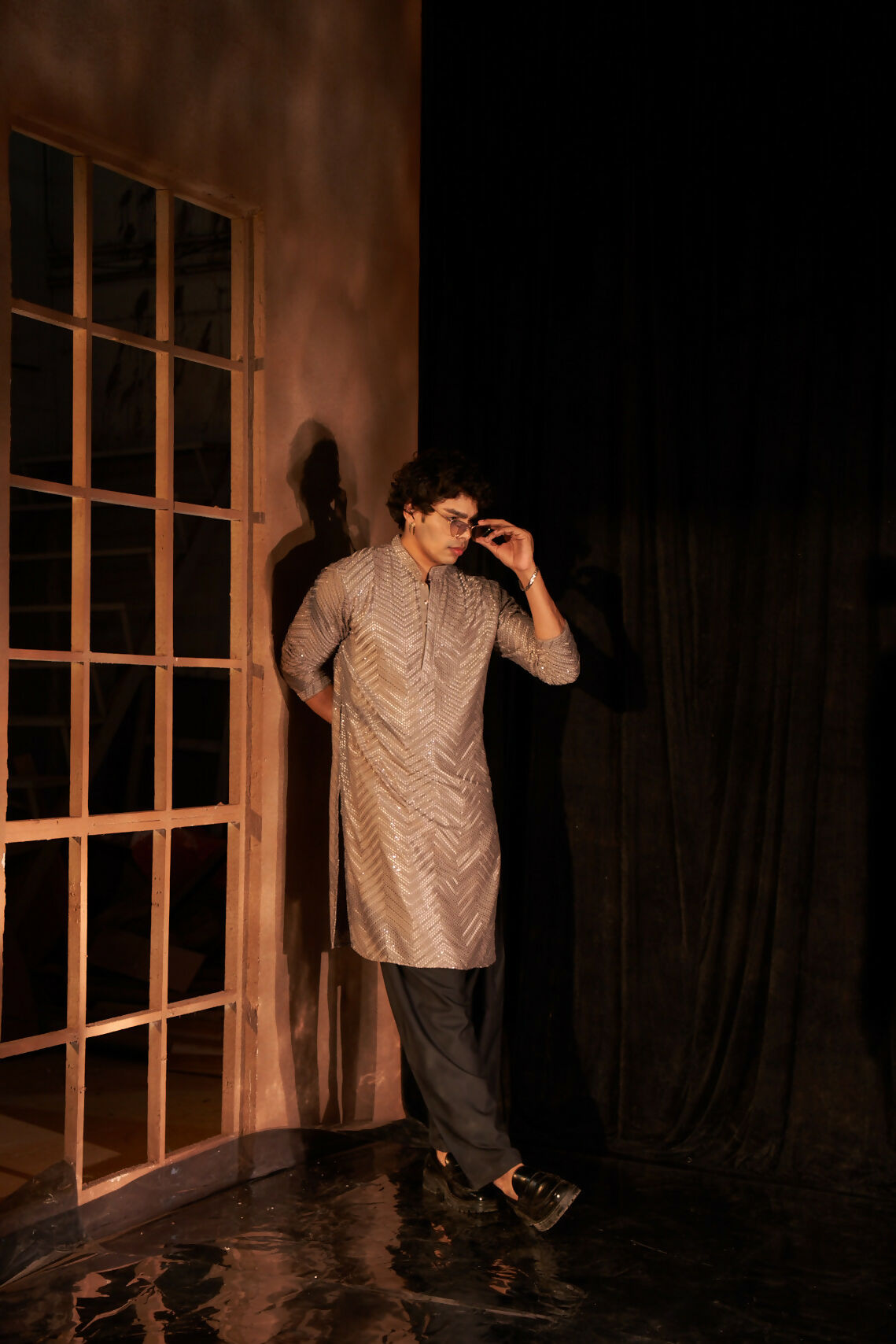 Grey Viscose Chikankari Embroidery Work Men's Kurta Set - Mahotsav | Swadesiicart