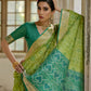 Vishnu Weaves Women's Pista Raw Silk Thread Ikkat Woven Saree with Blouse - Swadesiicart