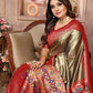 Aastha Fashion Brown Banarasi Tissue Silk Weaving Saree
