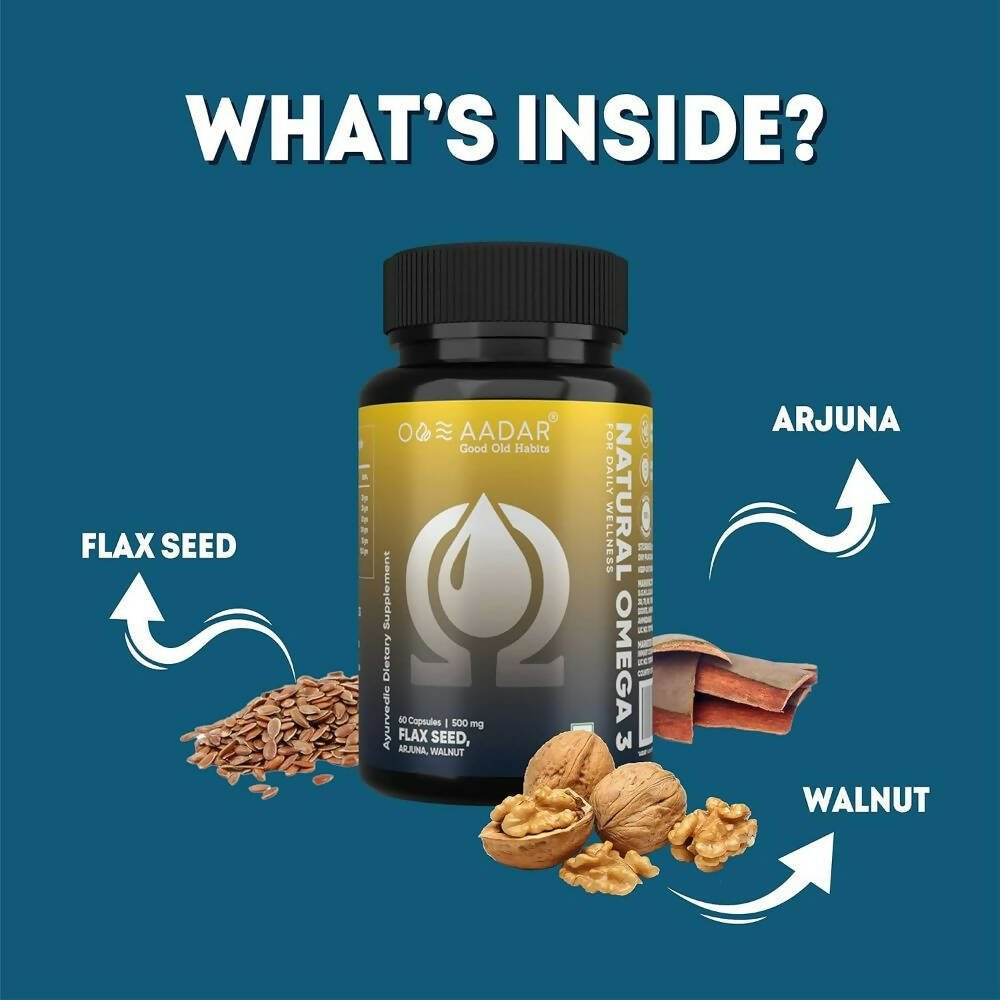 Aadar Natural Omega 3 Flax Seed Capsules | Swadesiicart