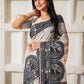 Shree Shyam Fashion Linen Cotton Black & Cream Saree