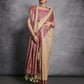 Vishnu Weaves Women's Chiku Tussar Silk Zari Woven Saree with Blouse - Swadesiicart