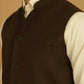 Even Apparels Pure Wool Nehru Jacket - Brown | Swadesiicart