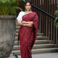 Beatitude Maroon Khadi Ghicha Stripes Saree