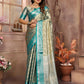 Anaita Blue Tissue Silk With Zari Weaving Saree With Blouse