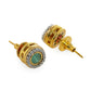 Green Round Daimond and Stone Studs (Green) - Ruby Raang | Swadesiicart