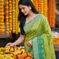 Anaita Parrot Pochampally Silk Woven Saree With Blouse
