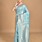 Morchari Banarasi Silk Chanderi Saree-Blue | Swadesiicart
