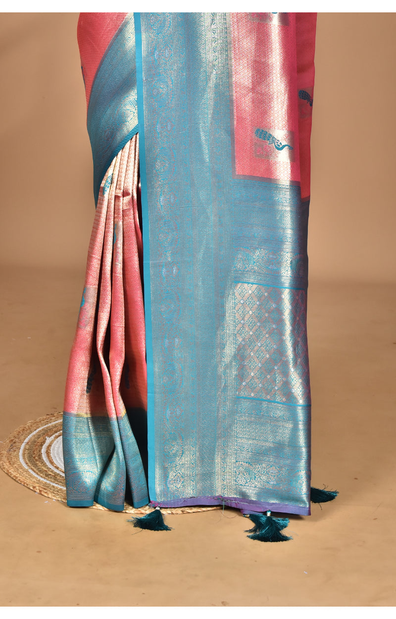 Morchari Women Desgin Banarasi Silk Saree-Pink | Swadesiicart