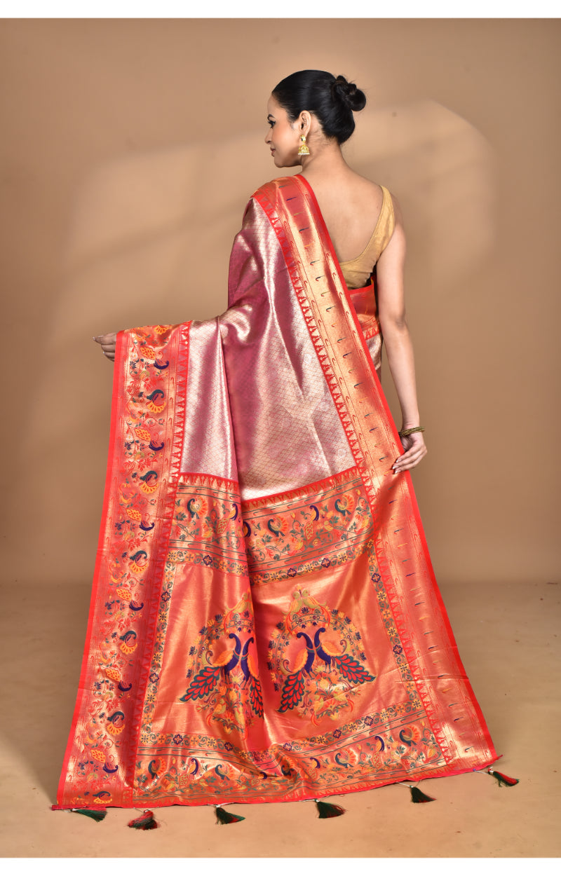Morchari Women Desgin Banarasi Silk Saree-Pink | Swadesiicart