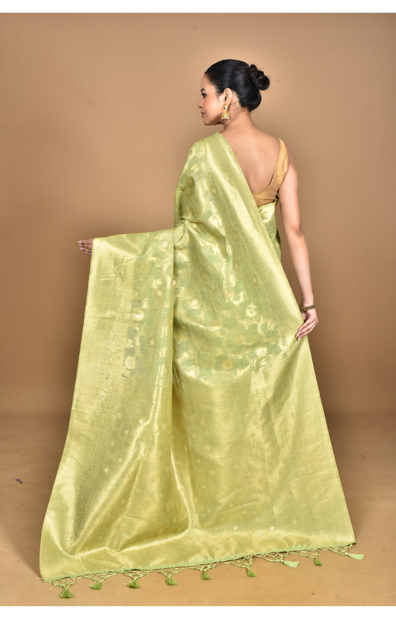 Morchari Banarasi Silk Chanderi Saree-Green | Swadesiicart