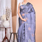 Morchari Pure Tussar Silk Handloom Saree-Grey | Swadesiicart