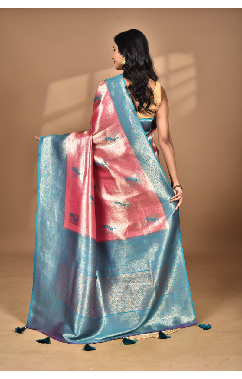 Morchari Women Desgin Banarasi Silk Saree-Pink | Swadesiicart