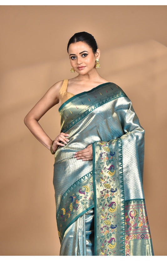 Morchari Women Desgin Banarasi Silk Saree-Green | Swadesiicart