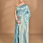 Morchari Banarasi Silk Chanderi Saree-Blue | Swadesiicart