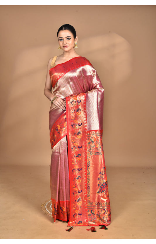 Morchari Women Desgin Banarasi Silk Saree-Pink | Swadesiicart