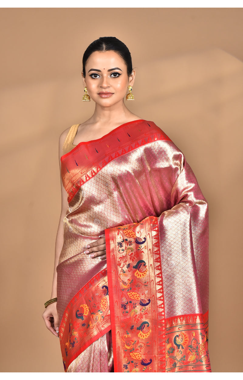 Morchari Women Desgin Banarasi Silk Saree-Pink | Swadesiicart