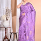 Morchari Pure Tussar Silk Handloom Saree-Purple | Swadesiicart