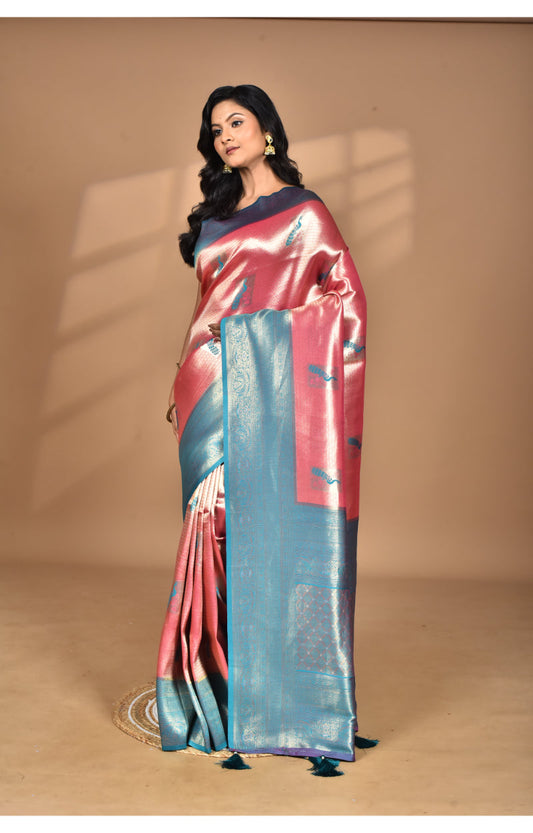 Morchari Women Desgin Banarasi Silk Saree-Pink | Swadesiicart