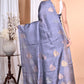 Morchari Pure Tussar Silk Handloom Saree-Grey | Swadesiicart