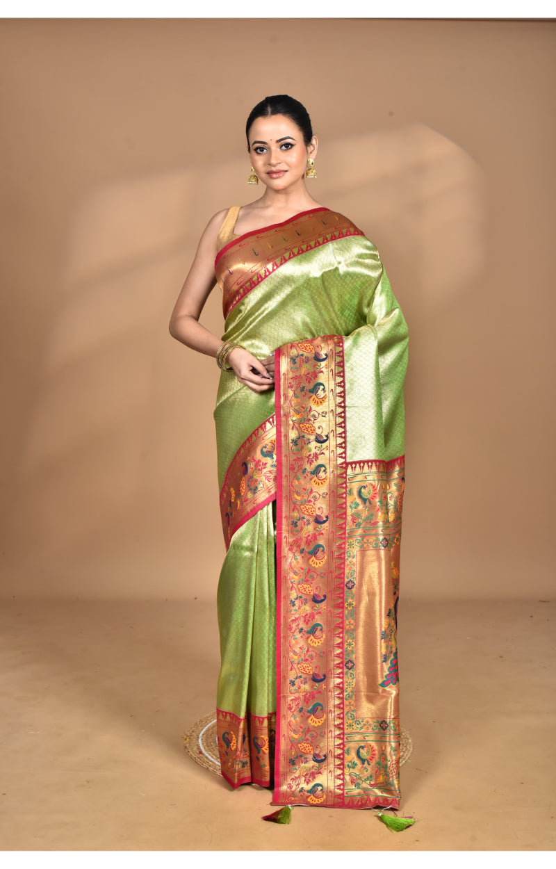 Morchari Women Desgin Banarasi Silk Saree-Green | Swadesiicart