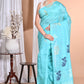 Morchari Pure Tussar Silk Handloom Saree-Blue | Swadesiicart