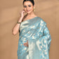 Morchari Banarasi Silk Chanderi Saree-Blue | Swadesiicart