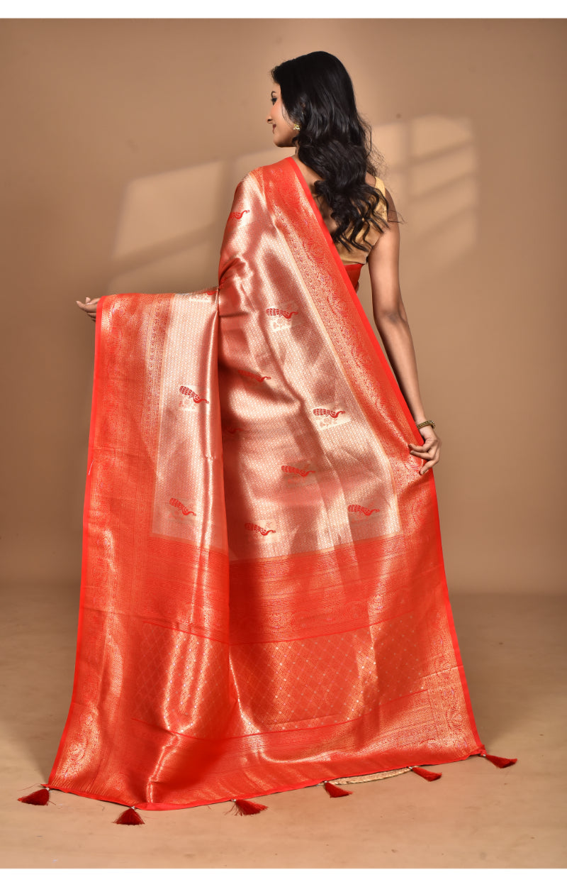Morchari Women Desgin Banarasi Silk Saree-Red | Swadesiicart